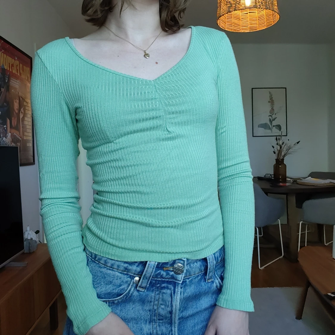 Mintgrön ribbad topp från Vero Moda - 1