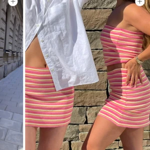 Djerf avenue tube skirt popsticle - Superfin kort kjol med färgglada ränder i rosa, gult och vitt. Den är stickad i ett mjukt material, men inte varmt! Använd 3 gånger. I jättebra skick. 