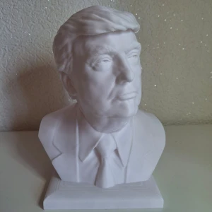 Donald Trump  - En unik och iögonfallande dekoration för hemmet eller kontoret på Donald Trump. Perfekt för samlare eller den som uppskattar kontroversiella figurer. Snygg vit färg som är svår att få till på bild. Stilren och snygga detaljer som kommer prägla rummet.  Mått ca: 15cm bred, 19cm hög & 12cm djup 