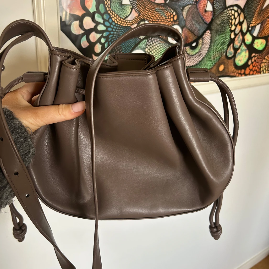 Brun axelväska i skinn - 3