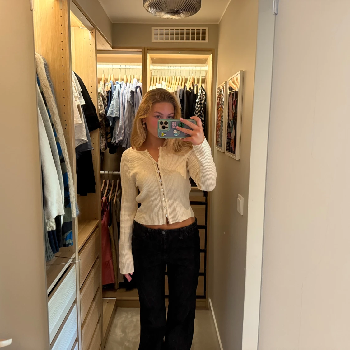 Ribbad beige kofta från Mango - 1