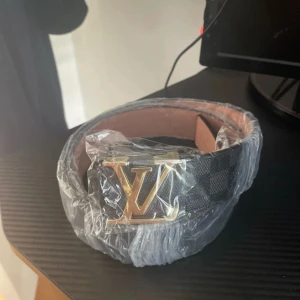 Lv bälte - Rutigt Lv bälte med guld märke, helt nytt 
