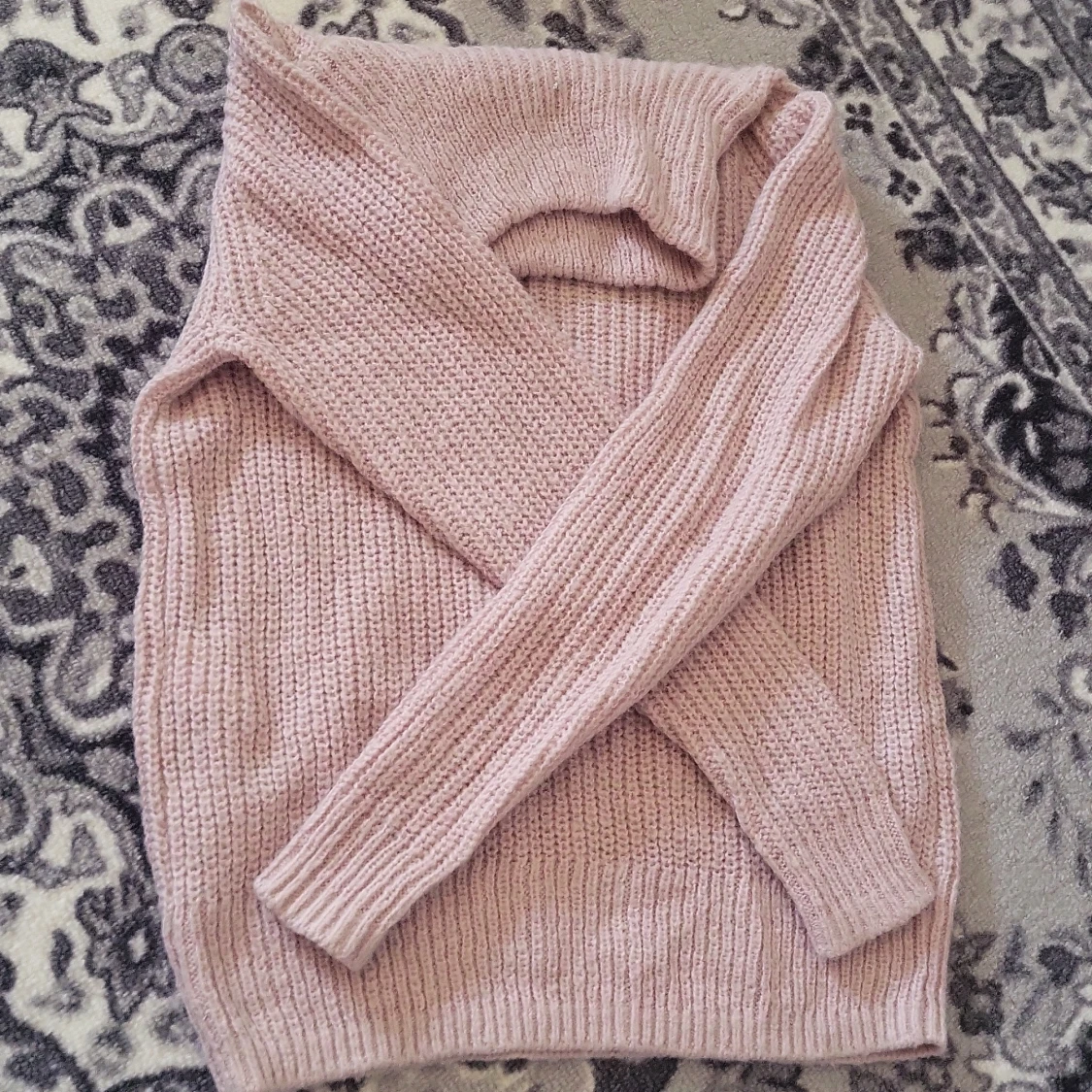 Ljusrosa stickad polotröja - 2