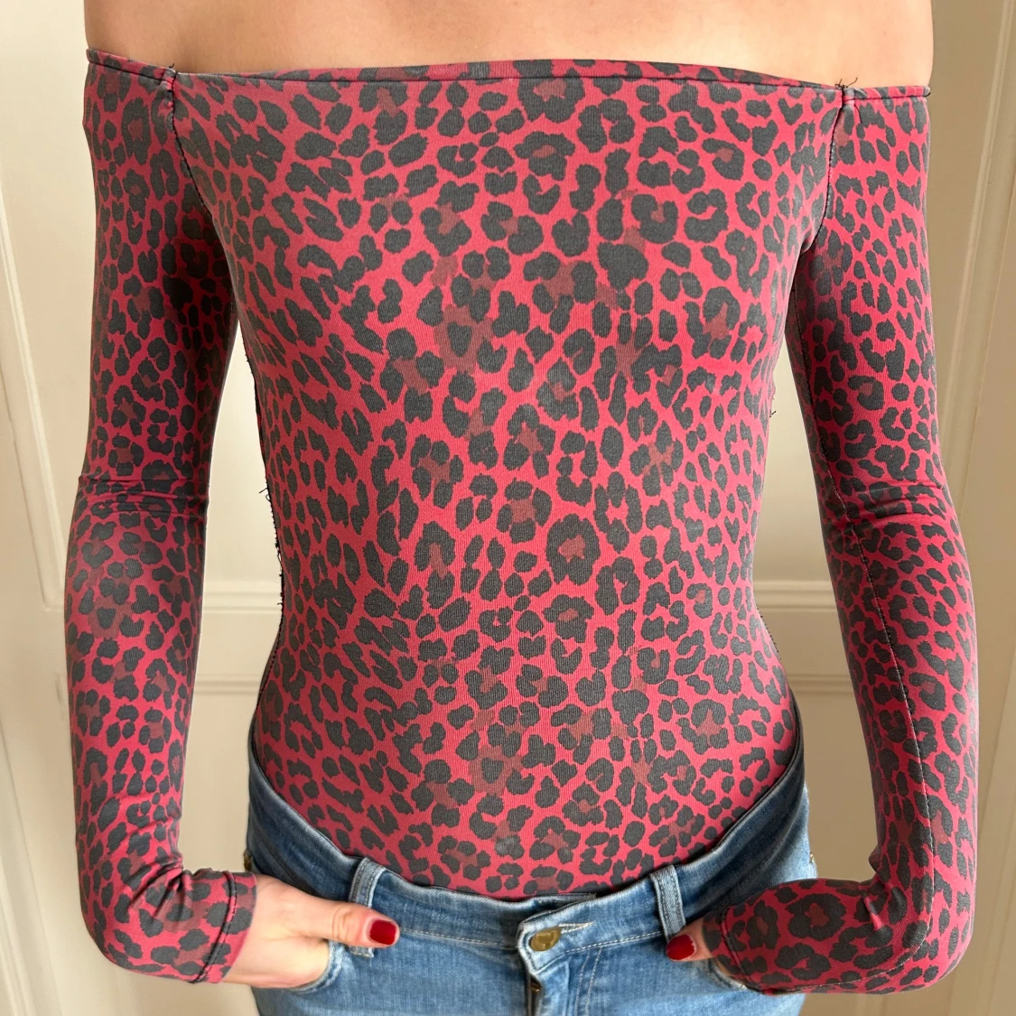 Rosa leopardmönstrad body - 2