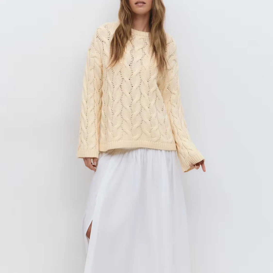 Gul Kabelstickad tröja från Gina Tricot - 2