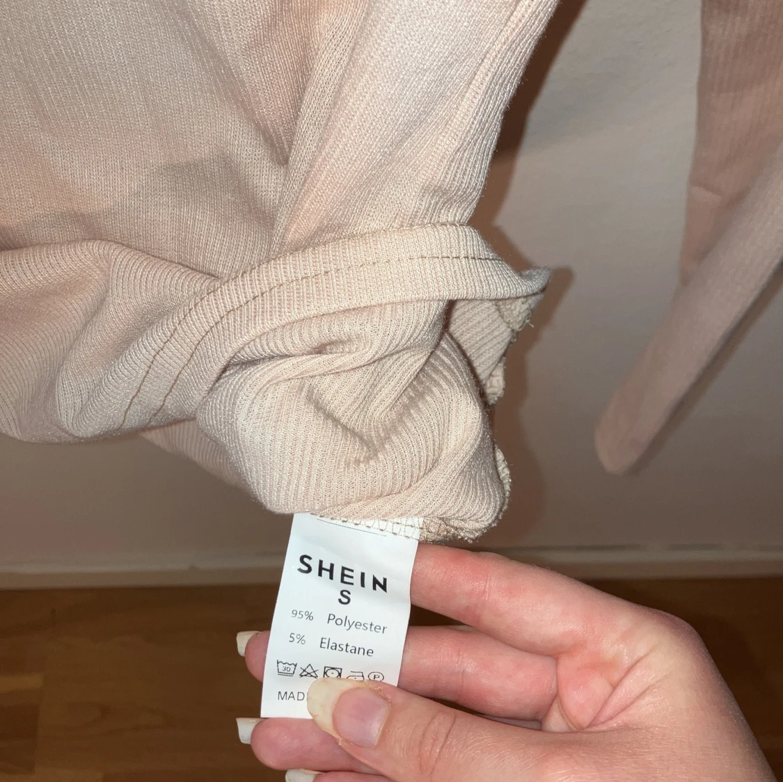 Beige ribbad långärmad topp från SHEIN - 2