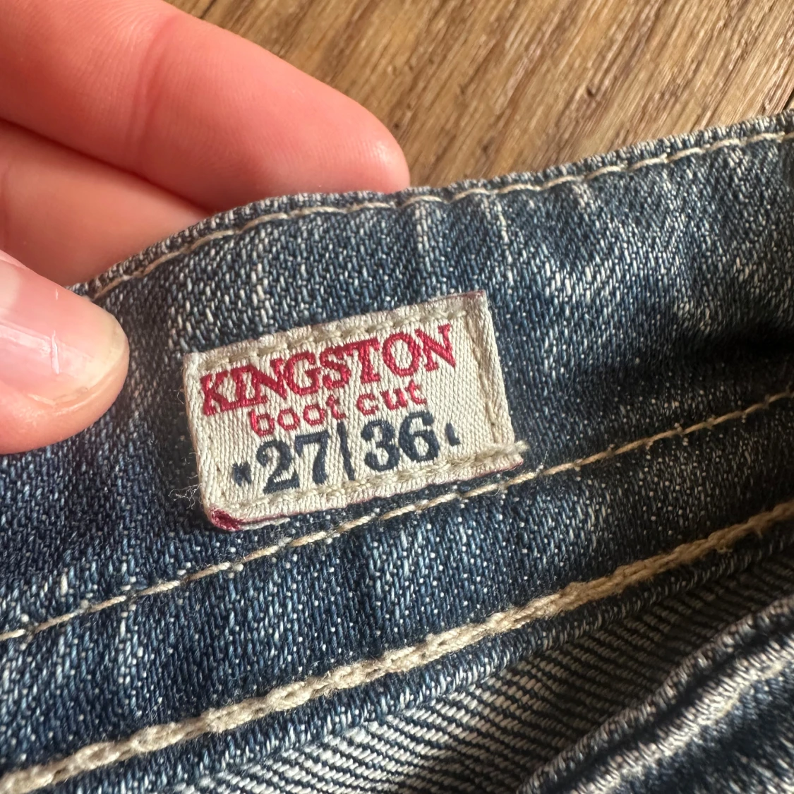 Blå lågmidjade bootcut jeans - 3