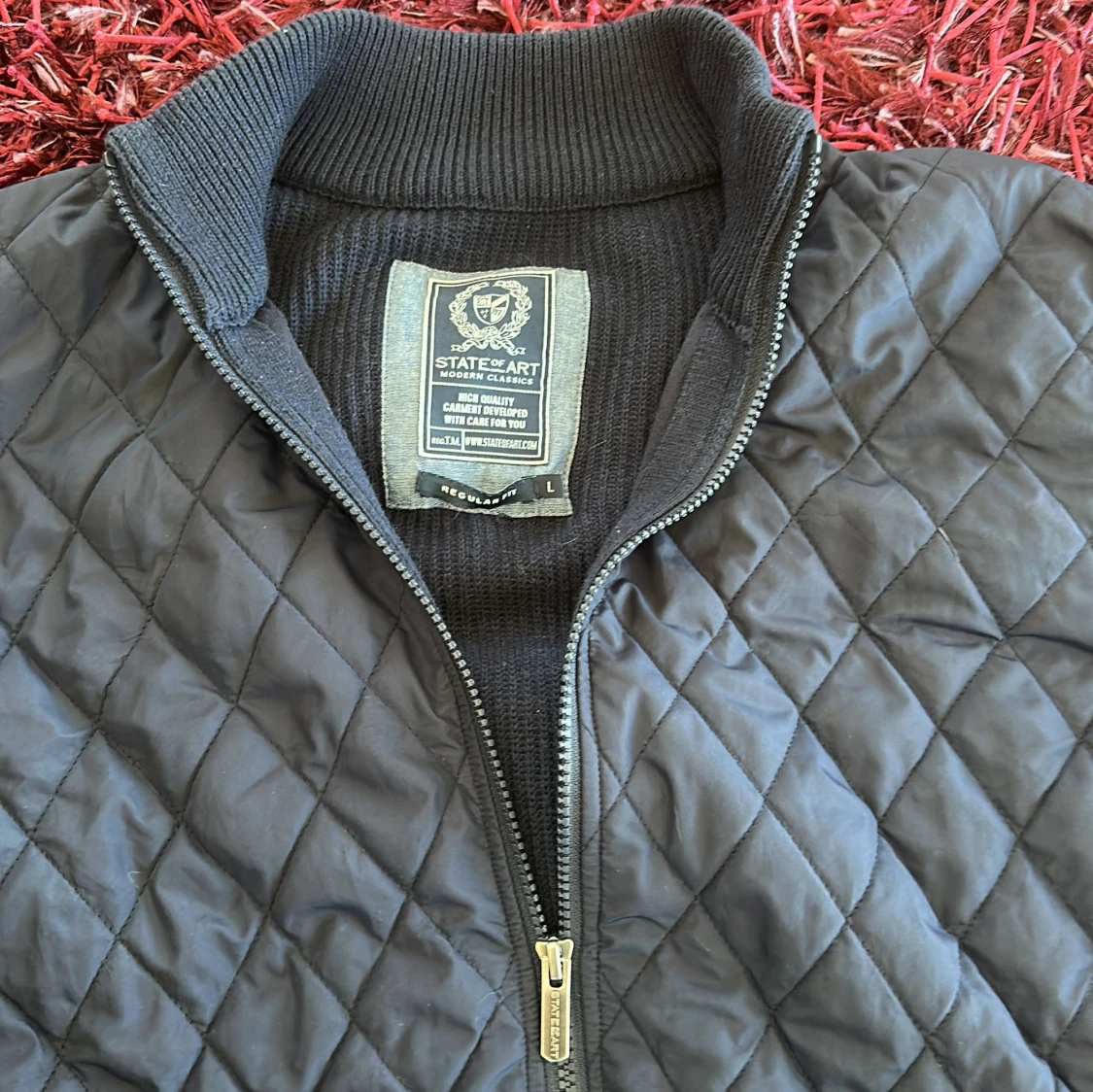 Marinblå quiltad cardigan från State of Art - 2