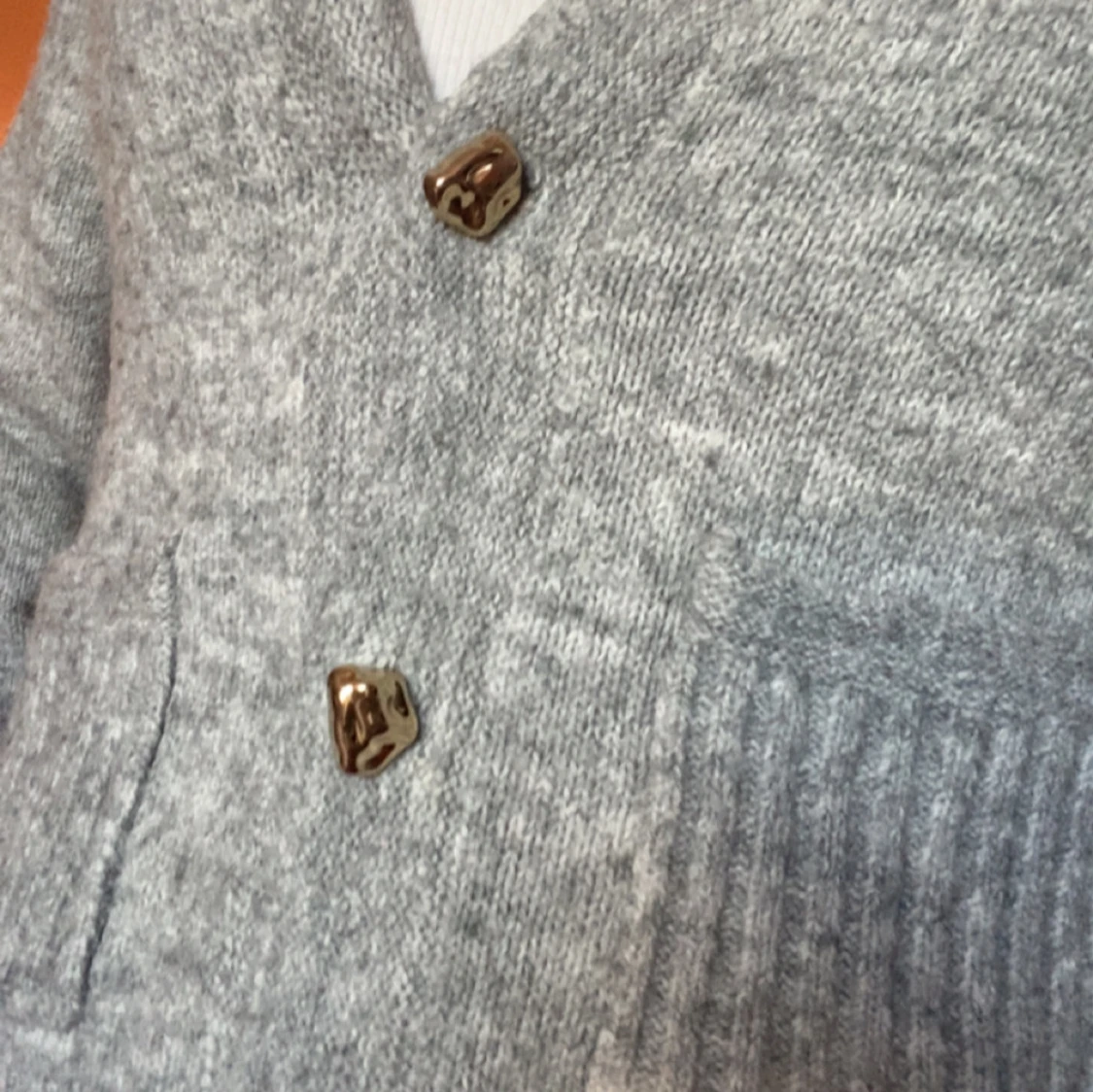 Grå stickad kofta💓 - 2