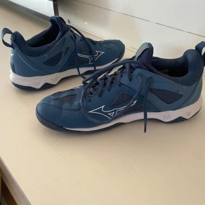 Blå sneakers från Mizuno - Snygga blå sneakers från Mizuno med vit sula och snörning. Perfekta för träning eller vardagsbruk. De har en sportig design med ventilerande meshdetaljer och en bekväm passform.      Köpte dem för 600 men hqr inte använt dem. Så jätte bra skick . STRL 40,5