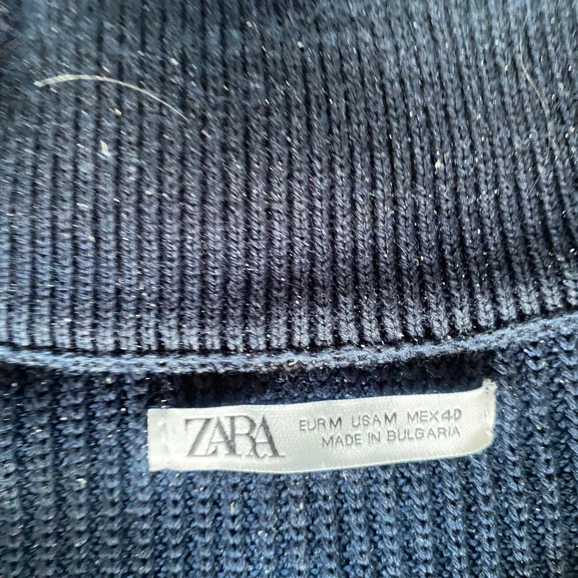 Marinblå stickad half zip-tröja Zara - 3