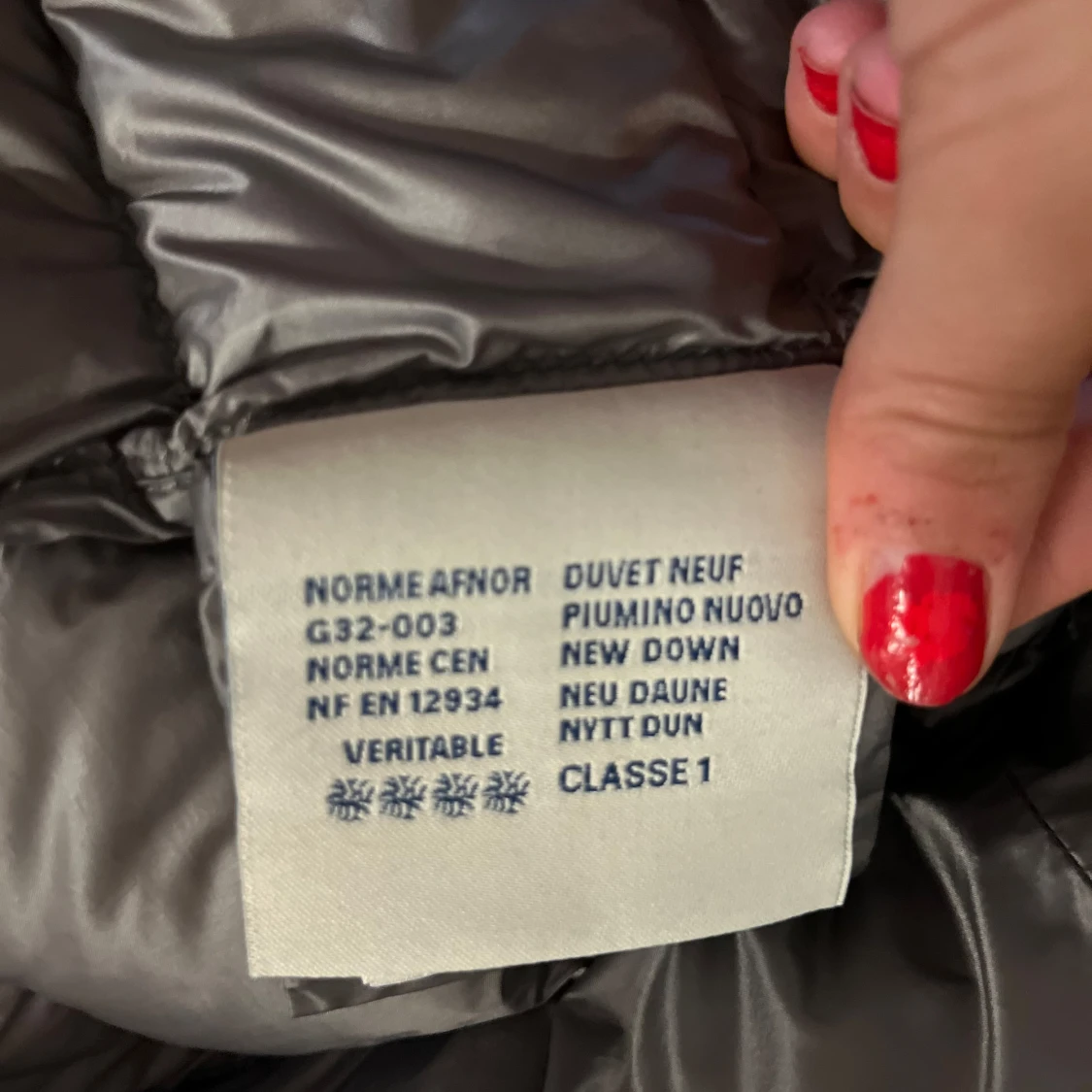 Grå Moncler dunjacka med hög krage - 4