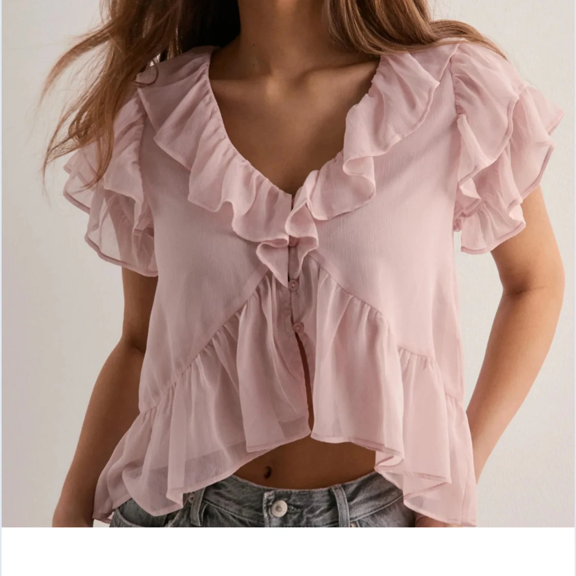 Rosa snygg volang topp