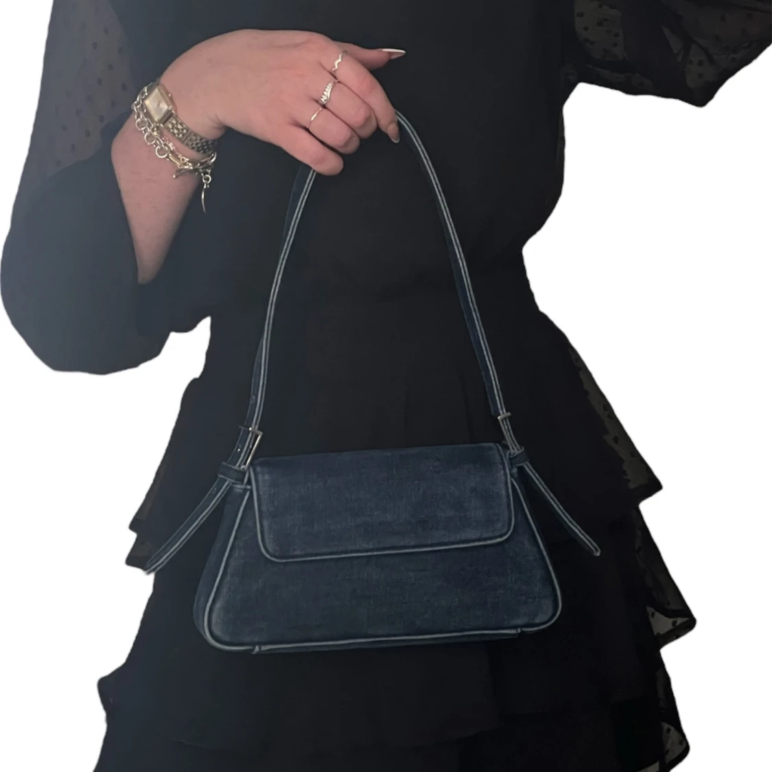 Jeansblå Zara handväska - 4