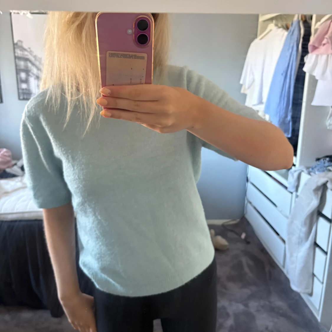 Ljusblå stickad tröja från H&M - 1