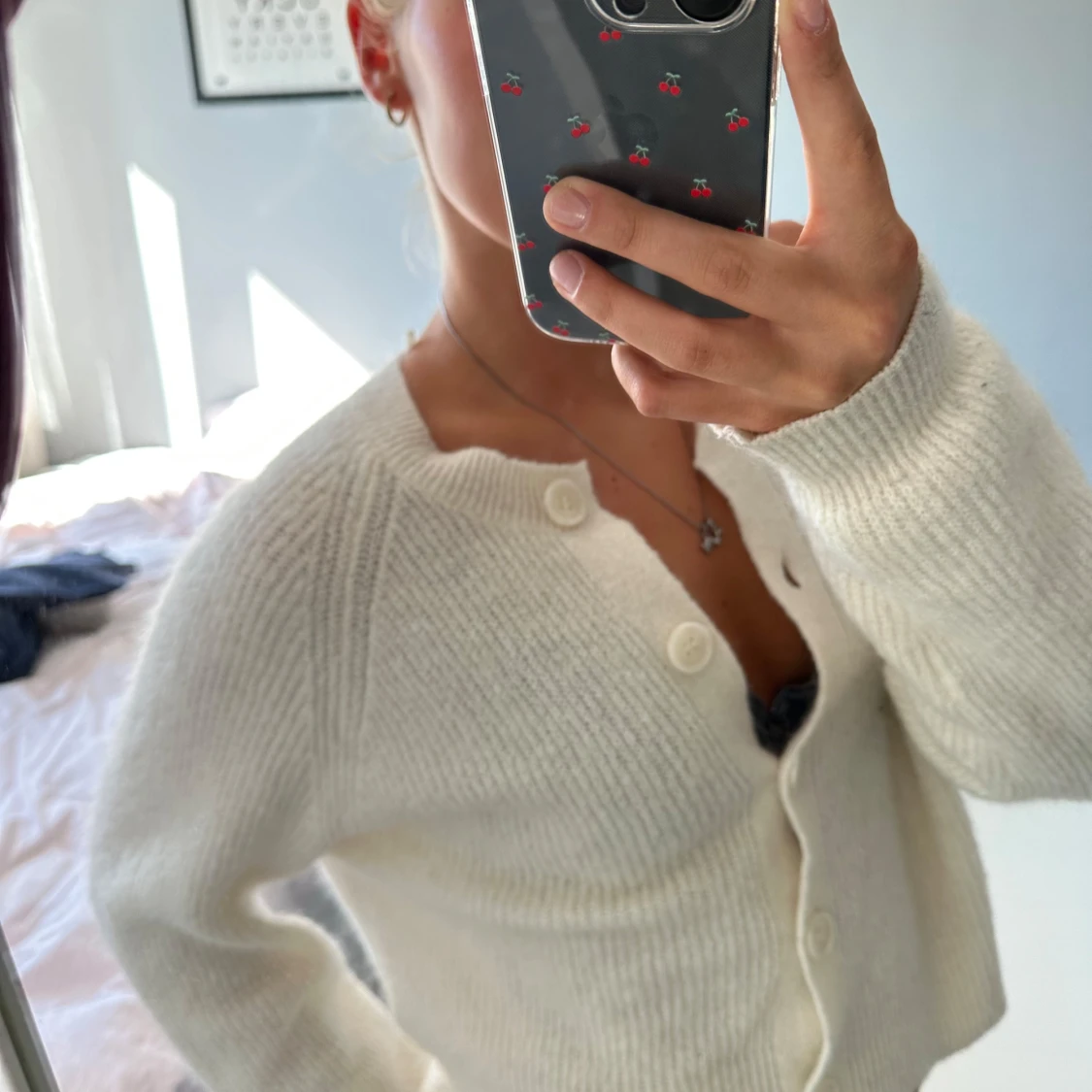 Vit croppad kofta med knappar - 2