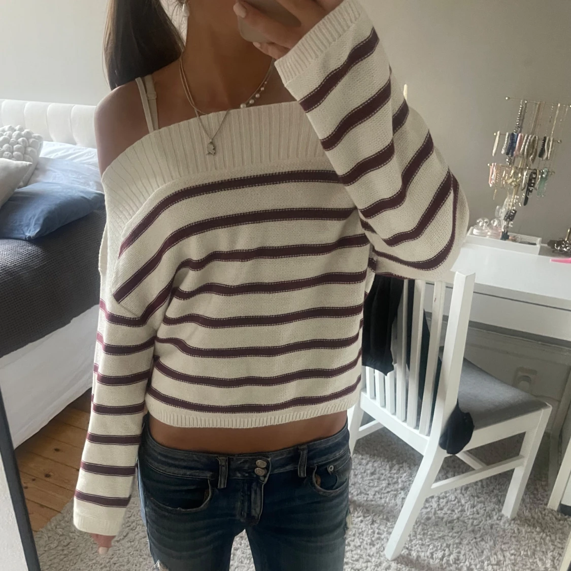 Stickad randig tröja - 1