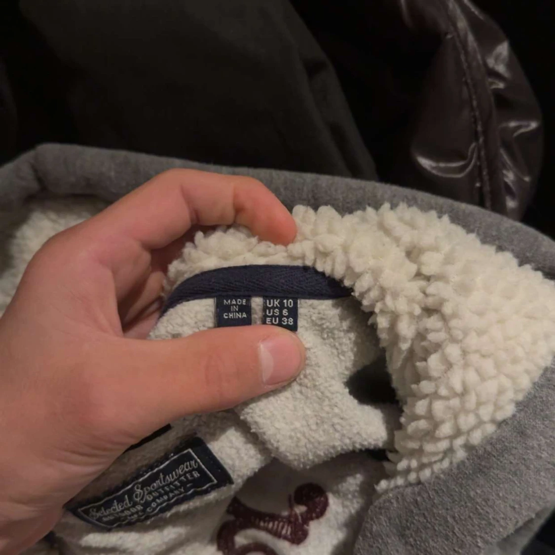 Grå Superdry hoodie med teddyfoder - 1