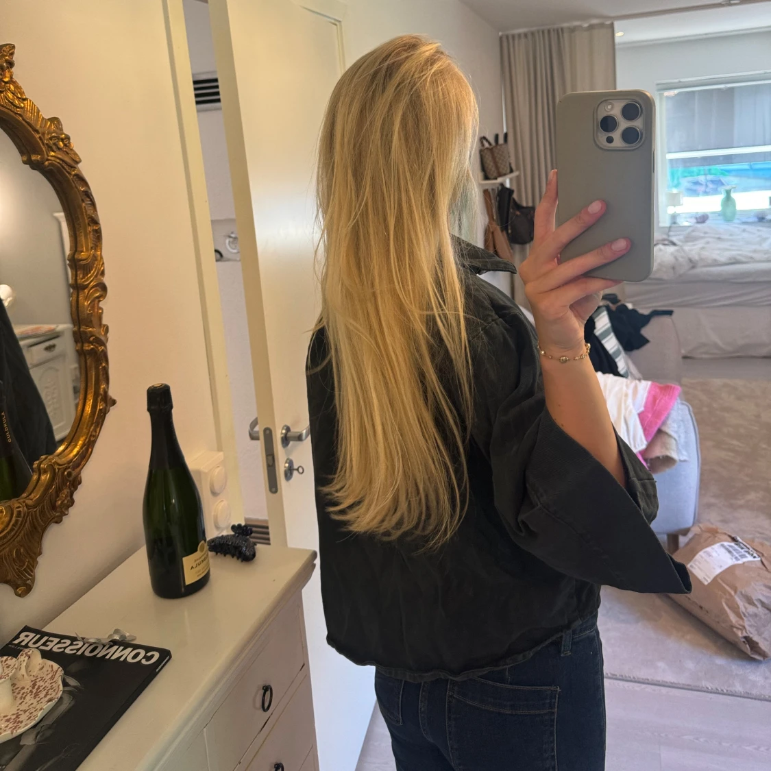 Svart overshirt/jeansjacka med trekvartslånga armar  - 3