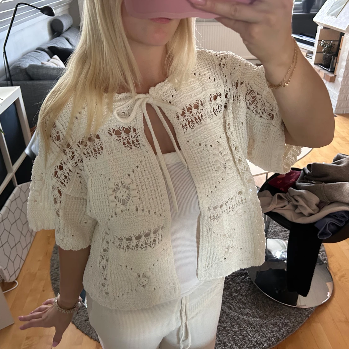 Vit stickad kofta från Zara