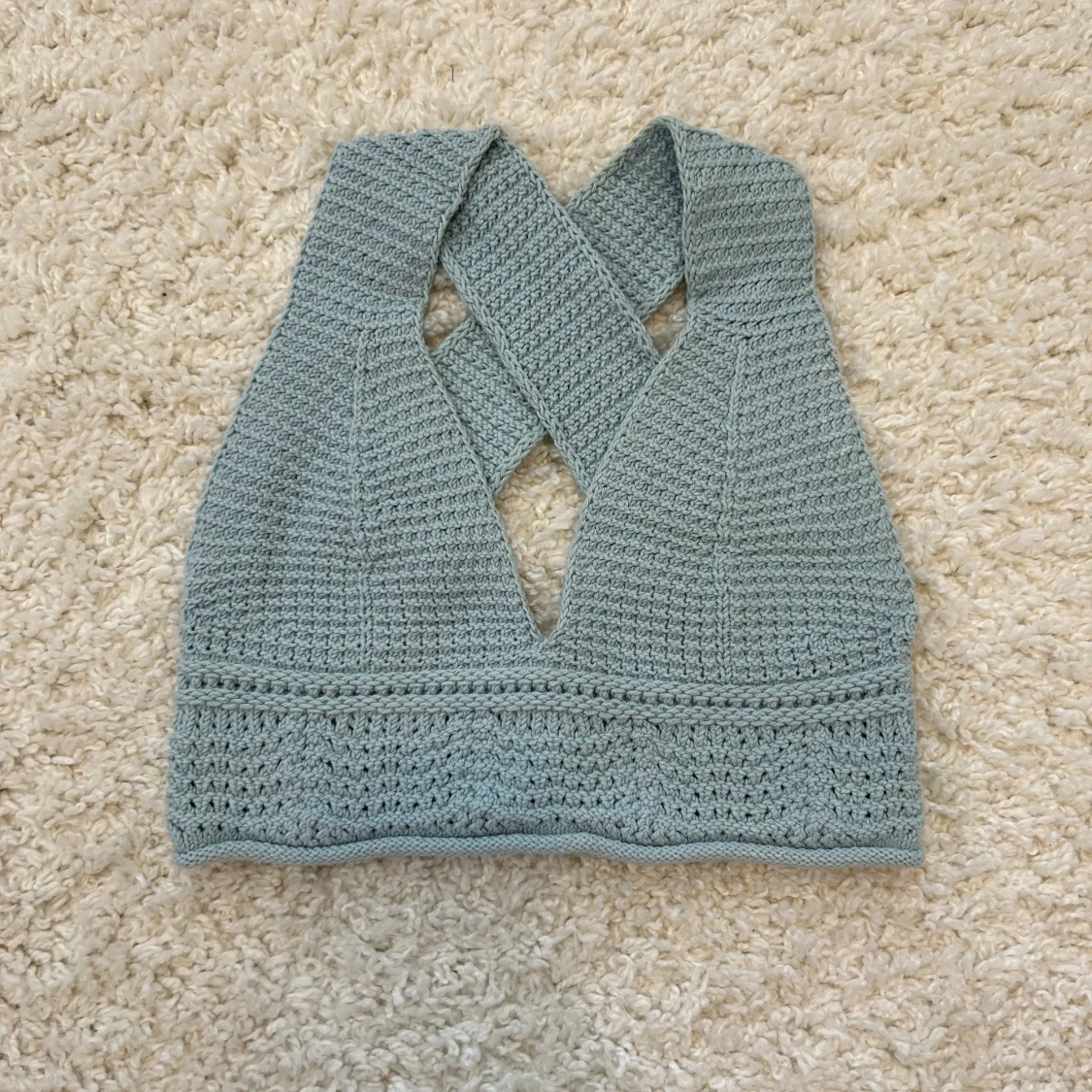 Ljusblå crocherad topp från Zara