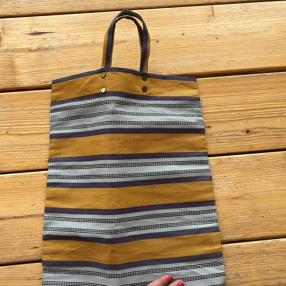 Randig shoppingväska i bomull