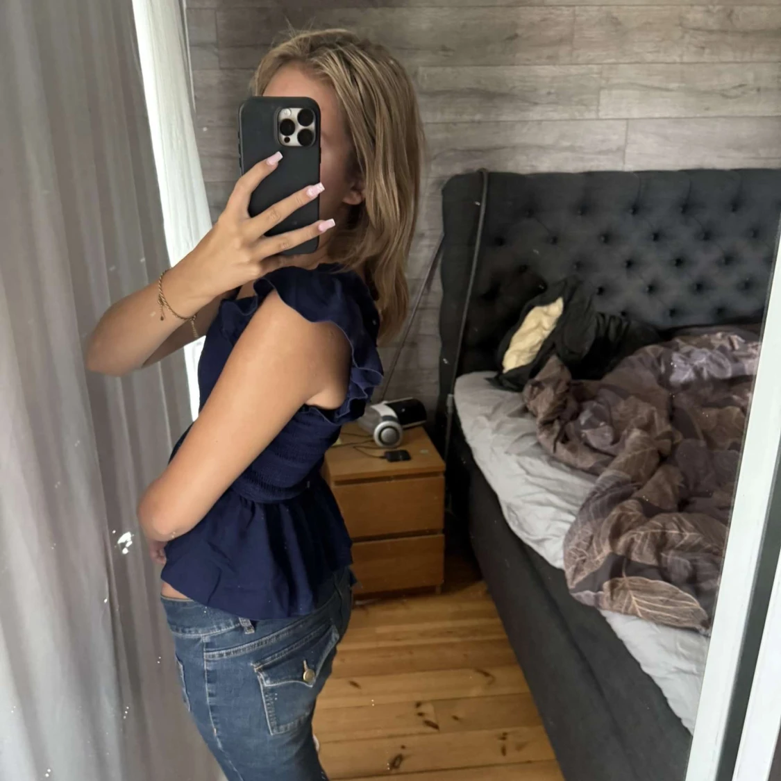 Marinblå volangblus💙 - 3