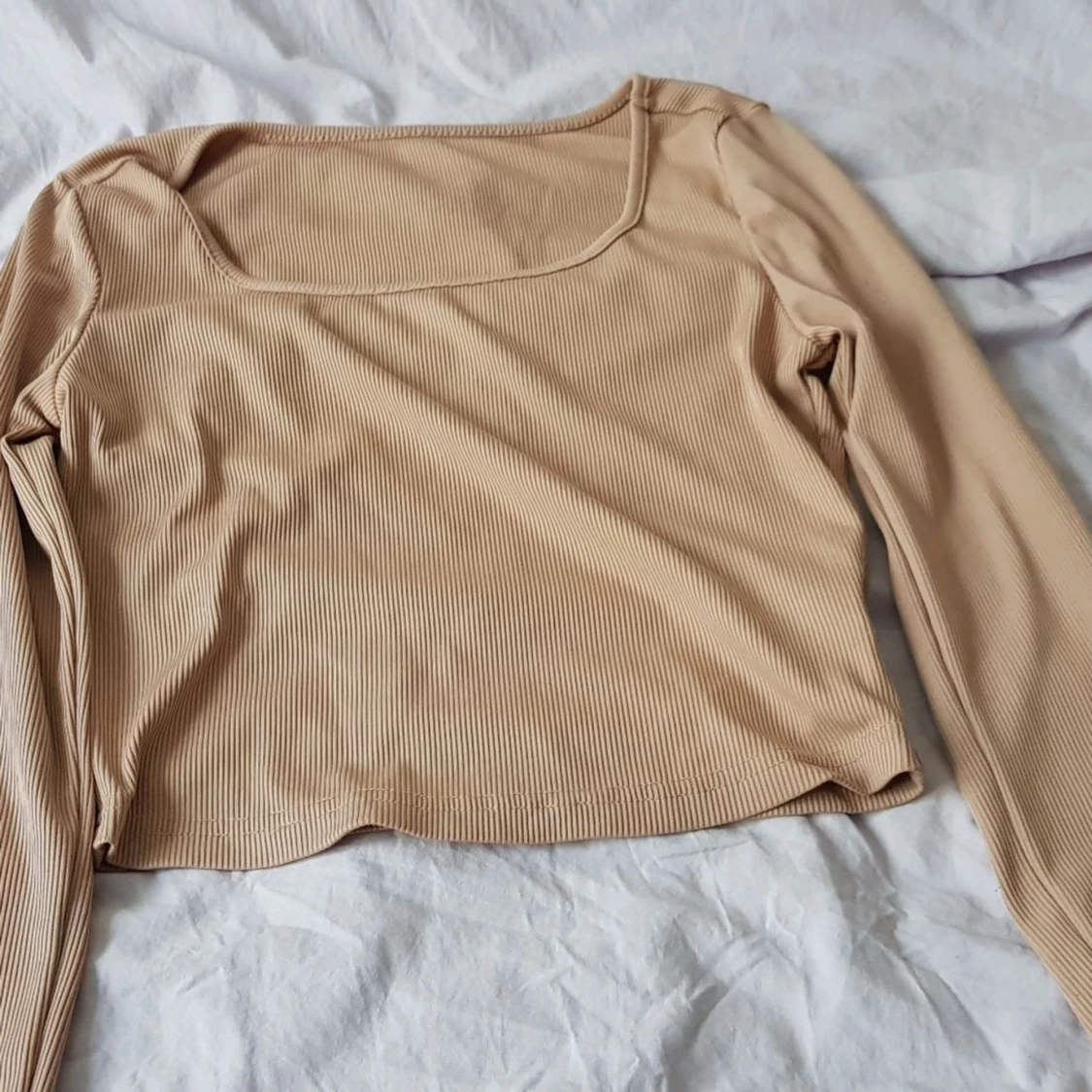 Beige ribbad topp från SHEIN