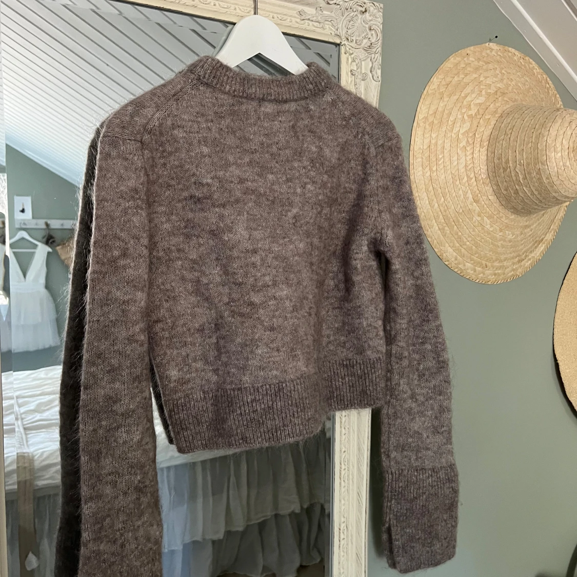 Beige/grå stickad tröja - 3