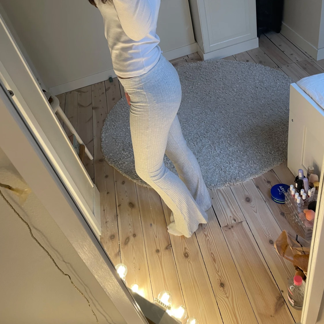 Vita ribbade byxor - 1