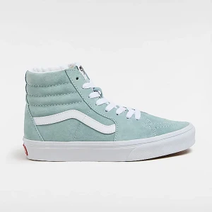 Ljusgröna höga sneakers från Vans💚 - Snygga ljusgröna höga sneakers från Vans i mocka med vit sula och snörning💚dom har lite små defekter men inte så många annars bra skick, be om fler bilder ifall ni behöver.