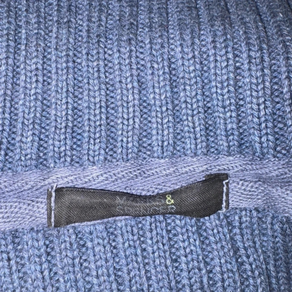 Blå ribbstickad kofta med dragkedja - 2