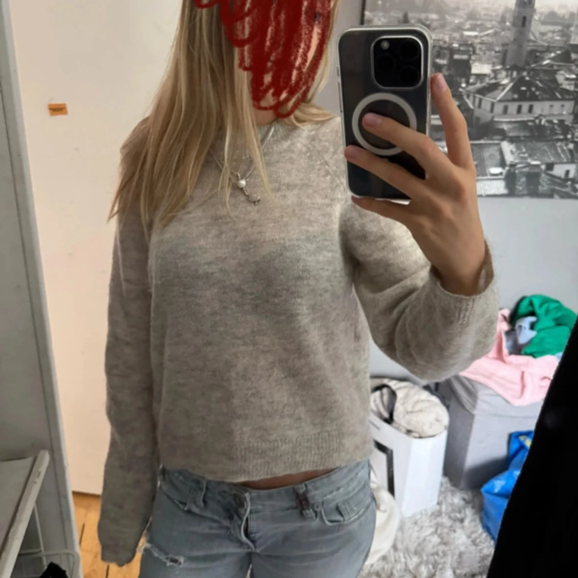 Beige stickad tröja