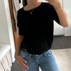 Svart t-shirt Samsoe Samsoe - En svart, t-shirt/topp från Samsoe Samsoe med avslappnad passform och rund halsringning. Tröjan är i mycket fint skick och tillverkad i fint material. Köparen står för frakten!