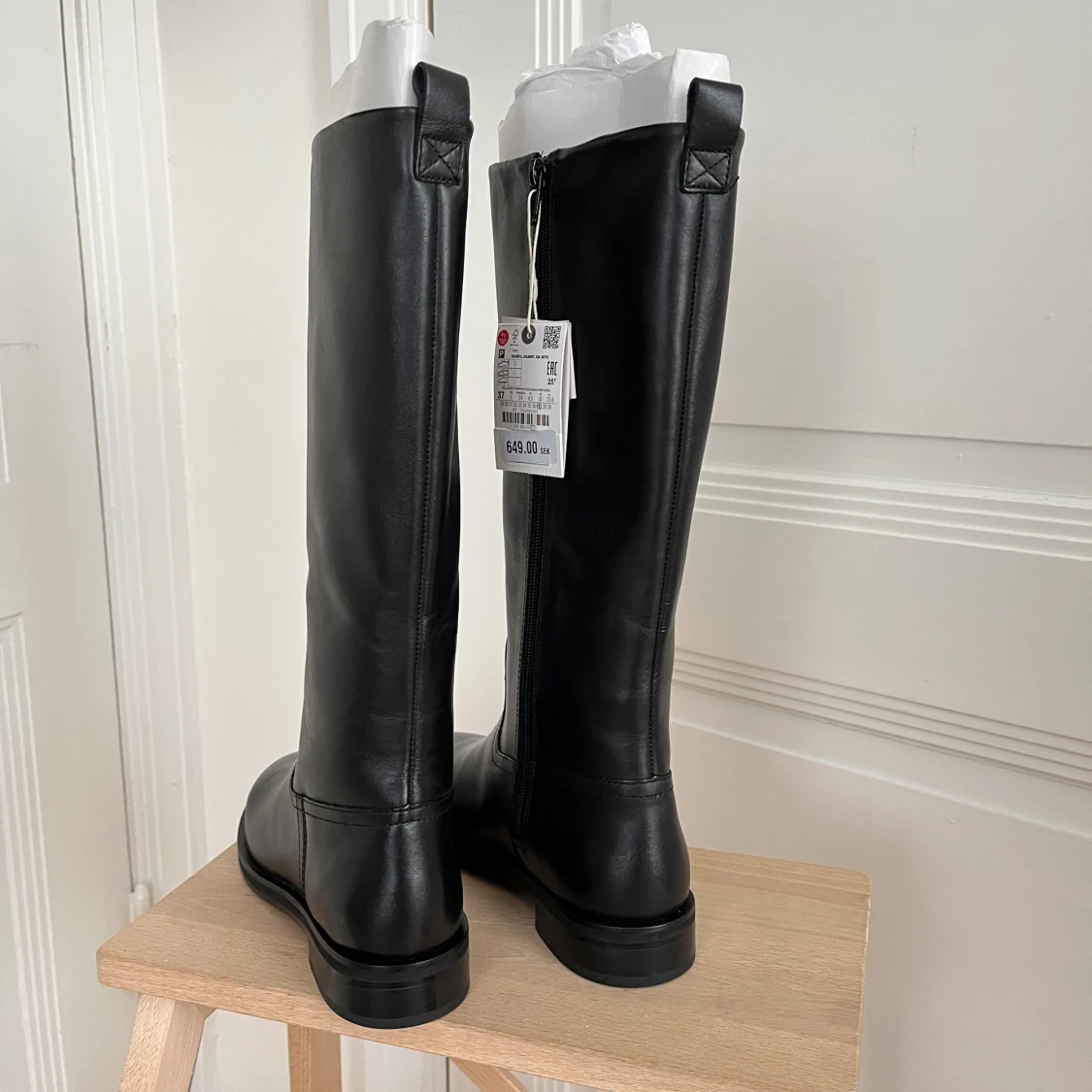 Svarta läderstövlar från Zara - 1