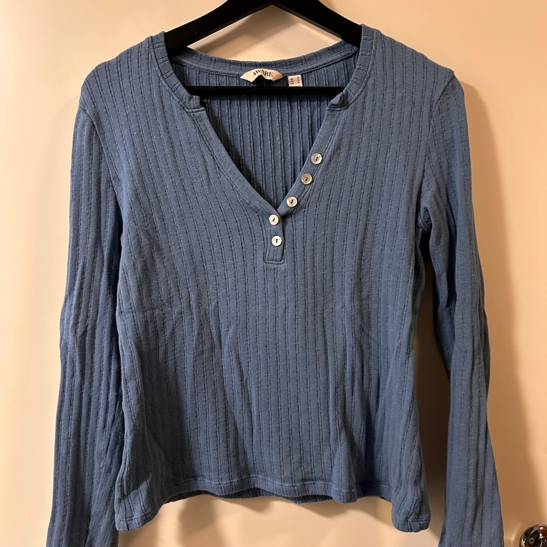 Blå ribbad långärmad tröja Amarie - 1