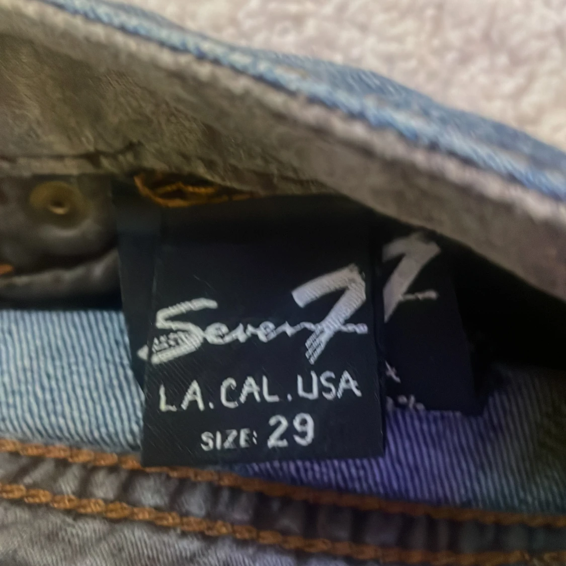 Blå jeansbyxor från Seven7 med strasstenar - 3