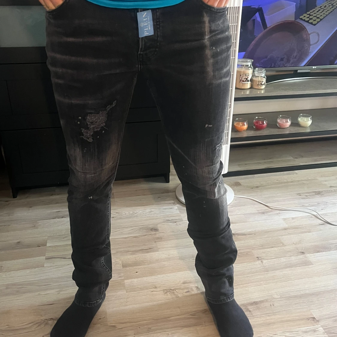 Philipp Plein svarta straight jeans