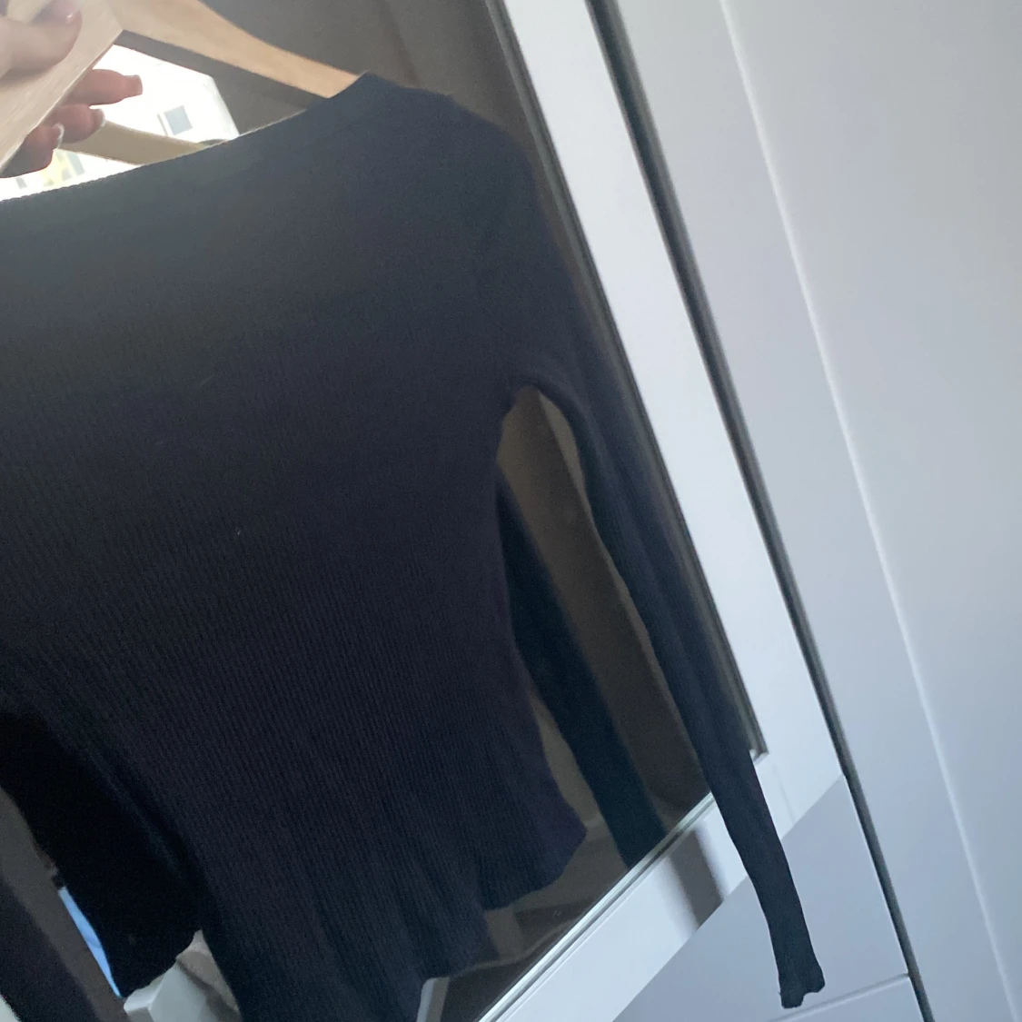 Svart ribbad långärmad topp H&M XS - 1