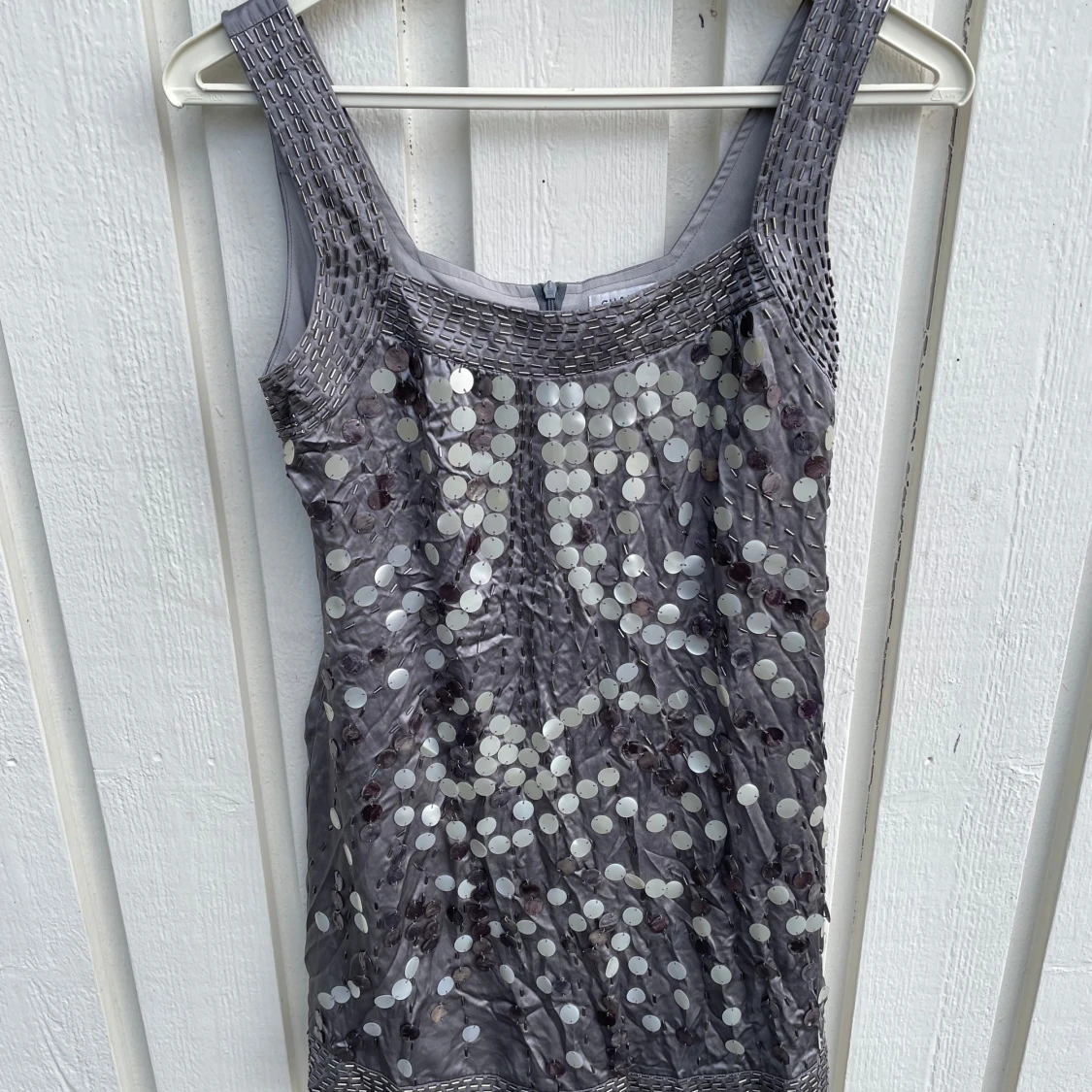 Silver paljettopp från Chanel
