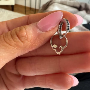 Örhänge med döskalle  - Säljer detta jätte fina silver örhänge med en döskalle och stenar. Sparsamt använd och det kommer från Lotta Hasselblad.💕💕