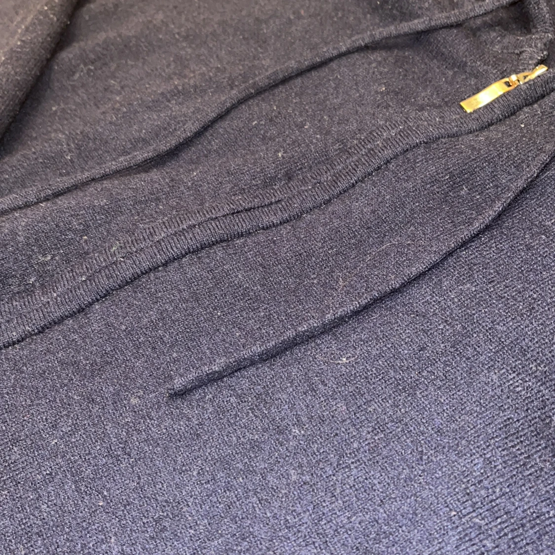 Mörkblå merinoull zip hoodie - 2