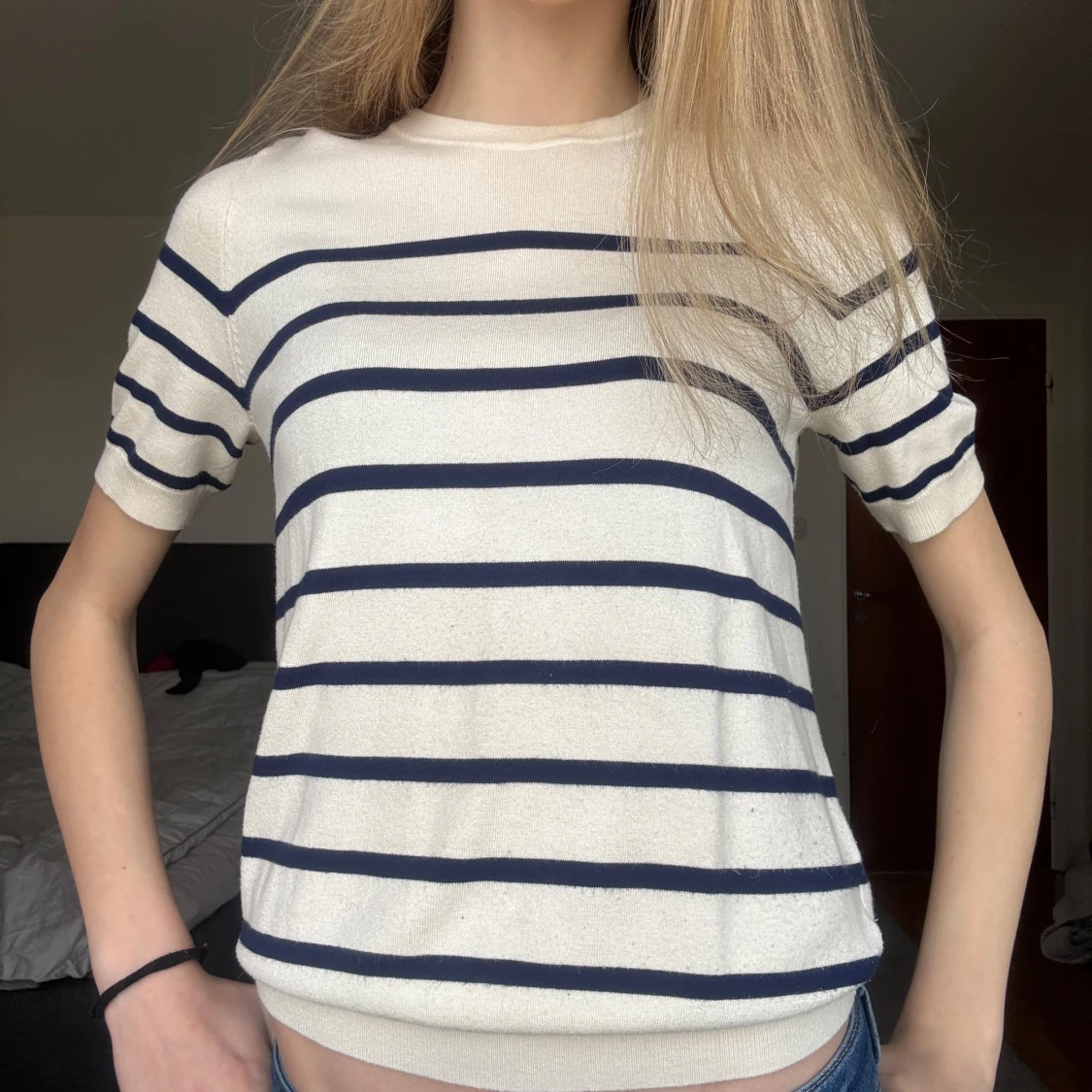 Randig kortärmad tröja - 1