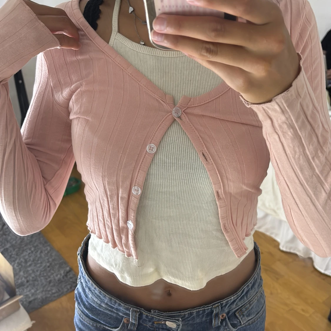 Croppad rosa kofta från SHEIN XS - 2