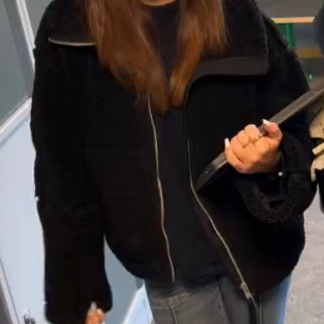 Svart trendig teddyjacka från hm - 3