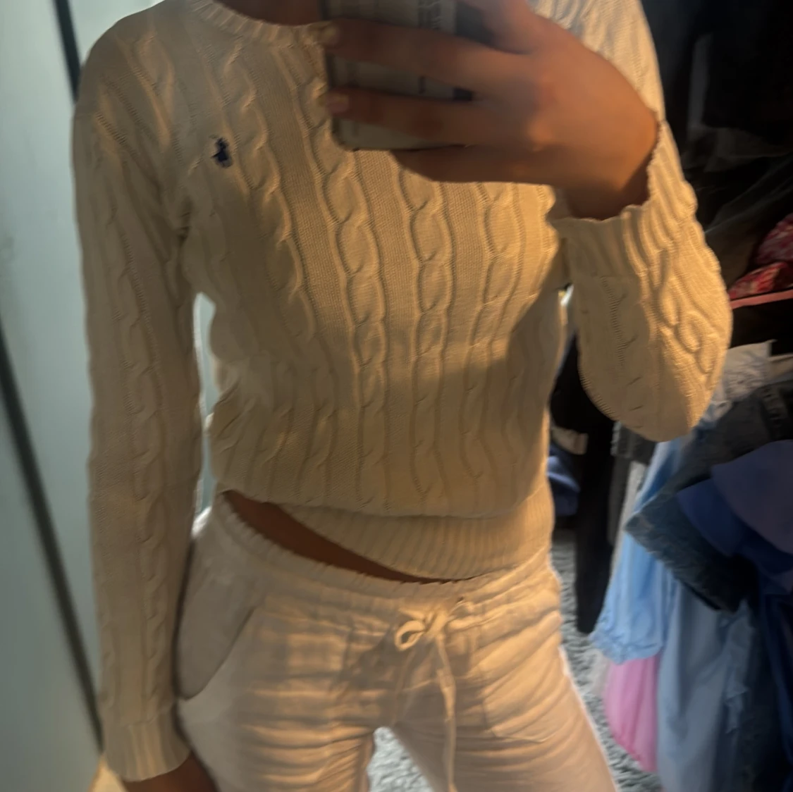 Vit kabelstickad tröja från Ralph Lauren - 1