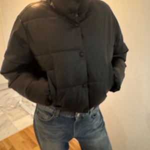 Svart pufferjacka - Kort pufferjacka från Zara. Jättefin till baggy jeans. Går att justera i midjan för bra passform.
