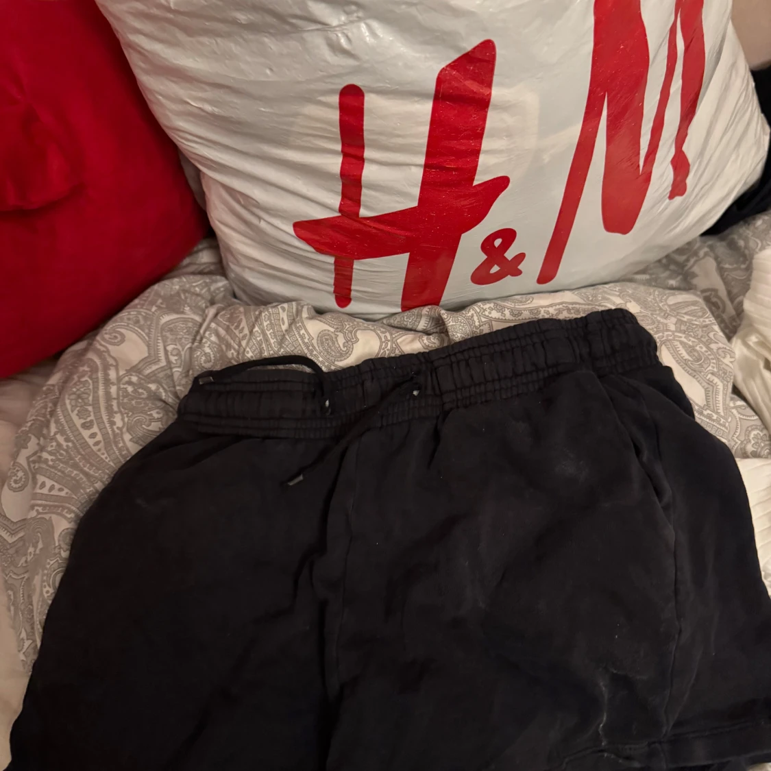 Svarta mjukisshorts med snörning S