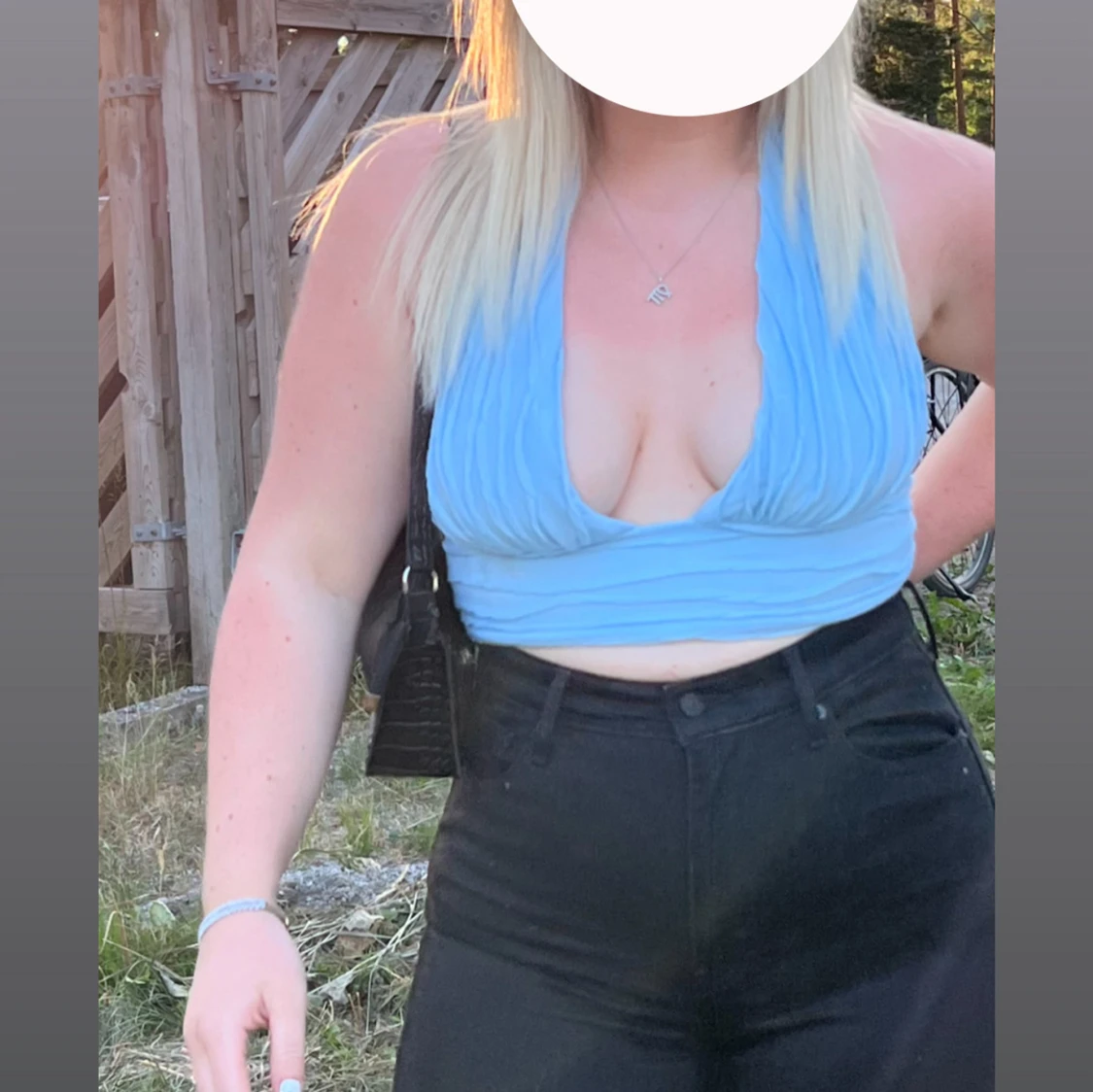 Ljusblå halterneck topp - 1