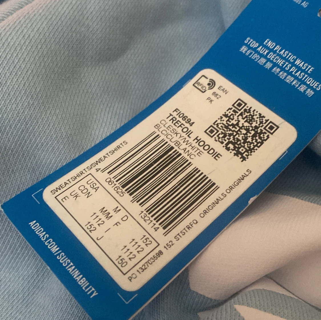 Ljusblå Adidas Trefoil hoodie - 3